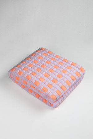 Quilted Sujani Throw Blanket - Pastel Lilac and Neon Orange