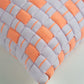 Sujani Quilted Pillow — Pastel Lilac and Neon Orange