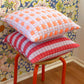 Sujani Quilted Pillow — Pastel Lilac and Neon Orange