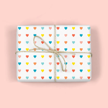 RAINBOW HEARTS Gift Wrap Sheets