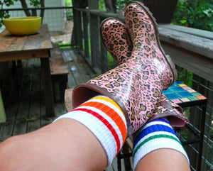 Rainbow Stripe Under the Knee Tube Socks