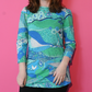 Landscape Print 3/4 Sleeve Tee in Cool Tones