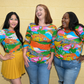 Landscape Print 3/4 Sleeve Tee in Rainbow Farm