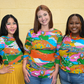 Landscape Print 3/4 Sleeve Tee in Rainbow Farm
