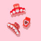 Red + Pearl Claw Clip