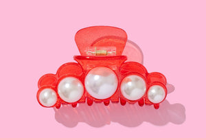 Red + Pearl Claw Clip