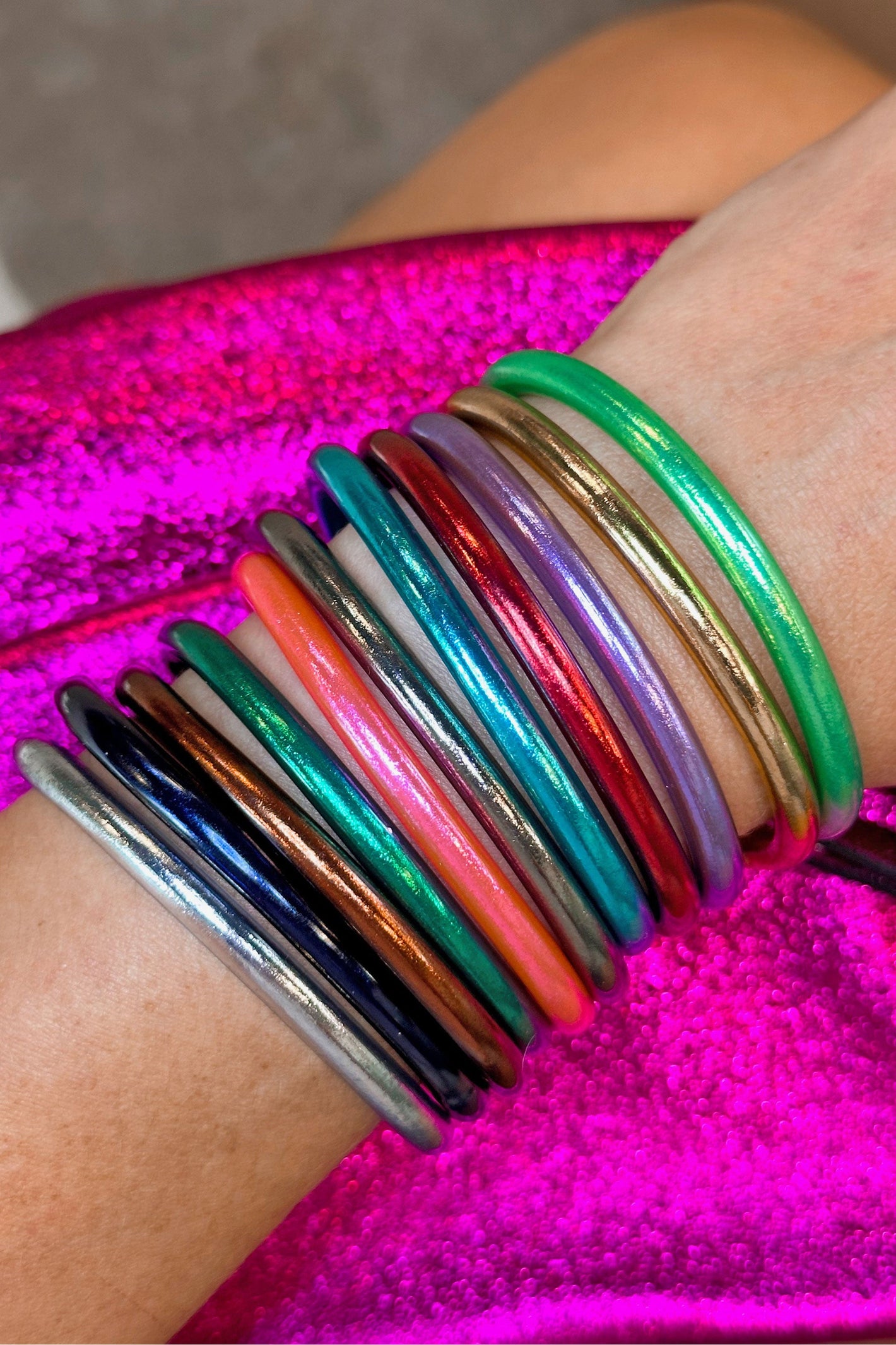 The Bolter Bangle Stack, Thai Buddhist Temple Bracelets, Mantra Bangle Set, Sizes Available