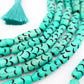 Mermaid Bone Beads: Carved Teal Barrel Tube Beads, 8x12mm