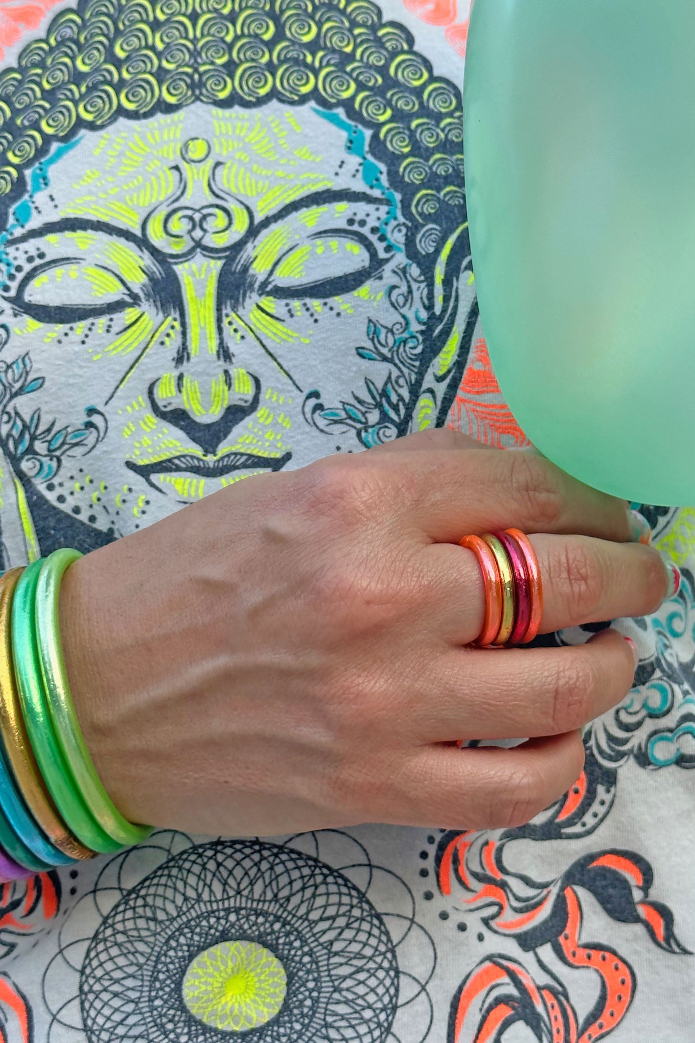 Thai Buddhist Temple Rings, Rush, Colorful Kumlai, Sizes Available