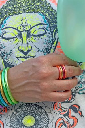 Thai Buddhist Temple Rings, Rush, Colorful Kumlai, Sizes Available