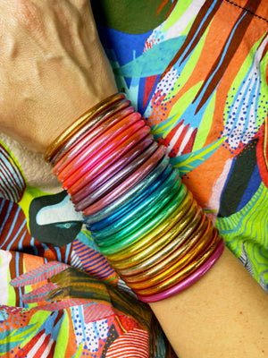 Rainbow Thai Buddhist Temple Bracelets, Mantra Bangle, Kumlai, Sizes Available