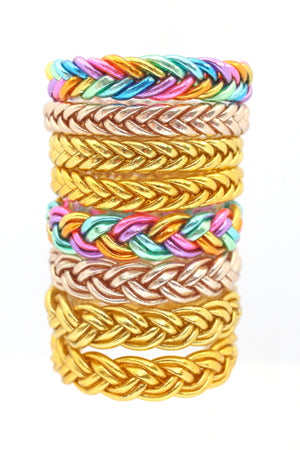 Rainbow or Gold Braided Thai Buddhist Temple Bracelets, Mantra Bangle, Sizes Available