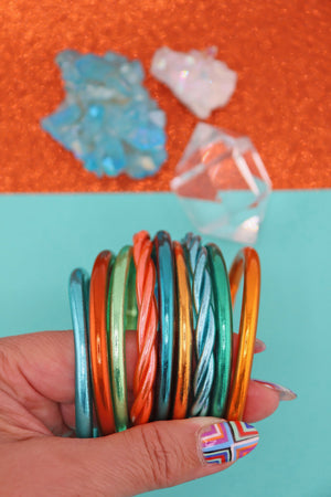 The Showgirl Bangle Stack, Thai Buddhist Temple Bracelets, Mantra Bangle Set, Sizes Available