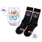 Treat Yo Self Gift Set | Jumbo Wine Glass & Pride Socks in Gift Bag | Ready to Gift!