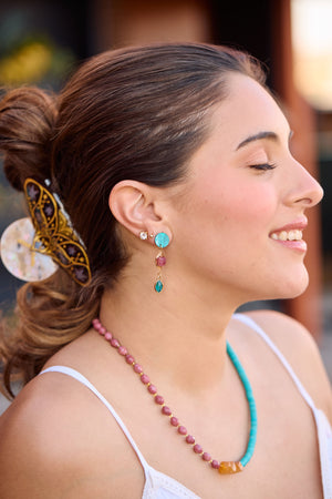 Good Fortune Jade Glam Dangles Blue Multi