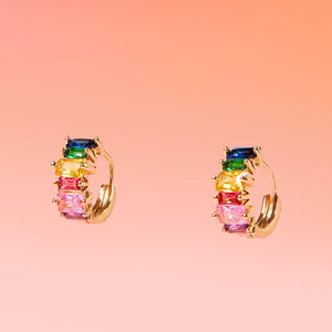 Dainty Huggie Hoop Multicolor 18k Gold Plated Hoop