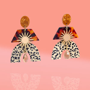 Fiona Glam Mixed Media Earrings Tiger Eye