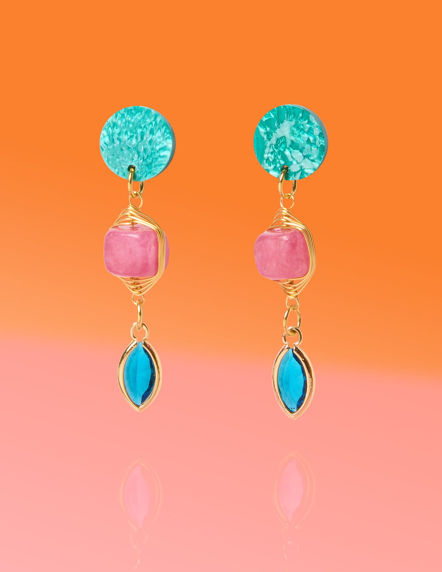 Good Fortune Jade Glam Dangles Blue Multi