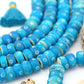 Large Hole Turquoise Blue Carved Donut Shaped Bone Beads, 14x7mm