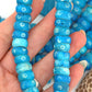 Large Hole Turquoise Blue Carved Donut Shaped Bone Beads, 14x7mm