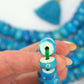 Large Hole Turquoise Blue Carved Donut Shaped Bone Beads, 14x7mm