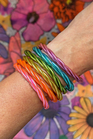 Twisted Thai Buddhist Temple Bracelets, Mantra Bangle, Kumlai, Colors & Sizes Available