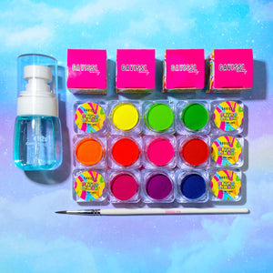 UV NEON BUNDLE: 10 LINERS + BRUSH + SPRAY BOTTLE