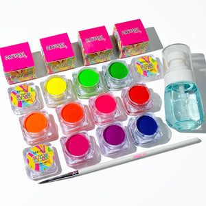 UV NEON BUNDLE: 10 LINERS + BRUSH + SPRAY BOTTLE
