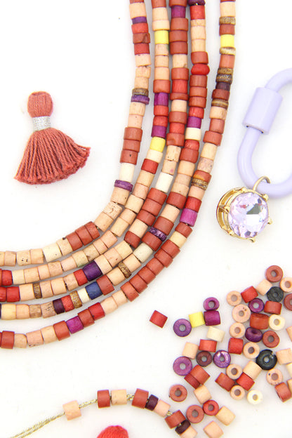 Desert Rose Bone Spacer Beads, 5x4mm Red, Brown, Neutral Heishi Discs
