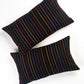 Vintage Washed Black Denim Rainbow Striped Pillow