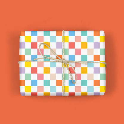 RAINBOW CHECKERBOARD Gift Wrap Sheets