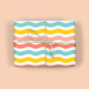 RETRO RAINBOW WAVE Gift Wrap Sheets