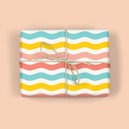 RETRO RAINBOW WAVE Gift Wrap Sheets