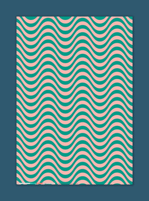 RETRO GREEN WAVE Gift Wrap Sheets