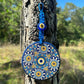 Wall Hanging Ceramic Evil Eye Nazar Boncuk Mal De Ojo, Modern Boho Style Home Decor -- Diamond Floral Mandala