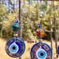 Wall Hanging Evil Eye Nazar Boncuk Mal De Ojo, Modern Boho Style Home Decor -- Ceramic Hand Painted Ball