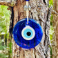 Wall Hanging Evil Eye Nazar Boncuk Mal De Ojo, Modern Boho Style Home Decor -- Silver/Blue/White