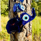 Wall Hanging Macrame Evil Eye Nazar Boncuk Mal De Ojo, Modern Boho Style Home Decor -- Elephant Amulet with 6 Evil Eyes, Housewarming Gift