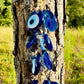 Wall Hanging Macrame Evil Eye Nazar Boncuk Mal De Ojo, Modern Boho Style Home Decor -- Fish Amulet with 6 Evil Eyes, Housewarming Gift