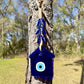 Wall Hanging Macrame Evil Eye Nazar Boncuk Mal De Ojo, Modern Boho Style Home Decor -- House Amulet with 6 Evil Eyes, Housewarming Gift