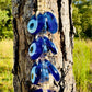 Wall Hanging Macrame Evil Eye Nazar Boncuk Mal De Ojo, Modern Boho Style Home Decor -- Owl Shape Amulet with 6 Evil Eyes, Housewarming Gift