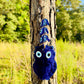 Wall Hanging Macrame Evil Eye Nazar Boncuk Mal De Ojo, Modern Boho Style Home Decor -- Owl Shape Amulet with 6 Evil Eyes, Housewarming Gift