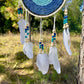 White Tear Drop Crochet Wall Hanging Evil Eye Nazar Boncuk Mal De Ojo Dream Catcher with Feathers, Modern Boho Style Home Decor