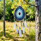 White Tear Drop Crochet Wall Hanging Evil Eye Nazar Boncuk Mal De Ojo Dream Catcher with Feathers, Modern Boho Style Home Decor