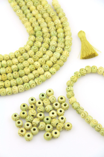 Target Bone Beads: Large Hole Yellow Green Rondelle, 8x6mm, 30+ pcs