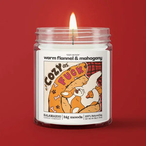 "Cozy As Fuck" Warm Flannel & Mahogany - Soy Candle