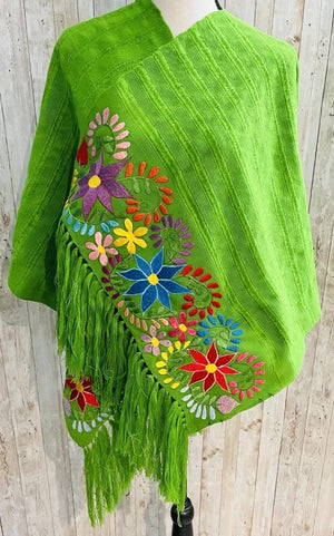 Embroidered Handmade Mexican Shawl Reboso Bordado Mexicano