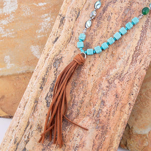 Abalone and Magnesite Tassel Necklace