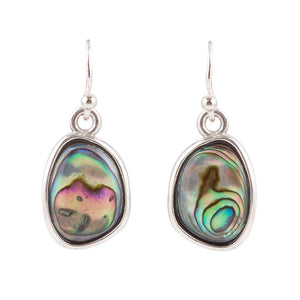Blue Abalone and Sterling Silver Drop Earrings