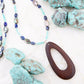 Ajo Blue Abalone and Amazonite Wood Pendant Necklace